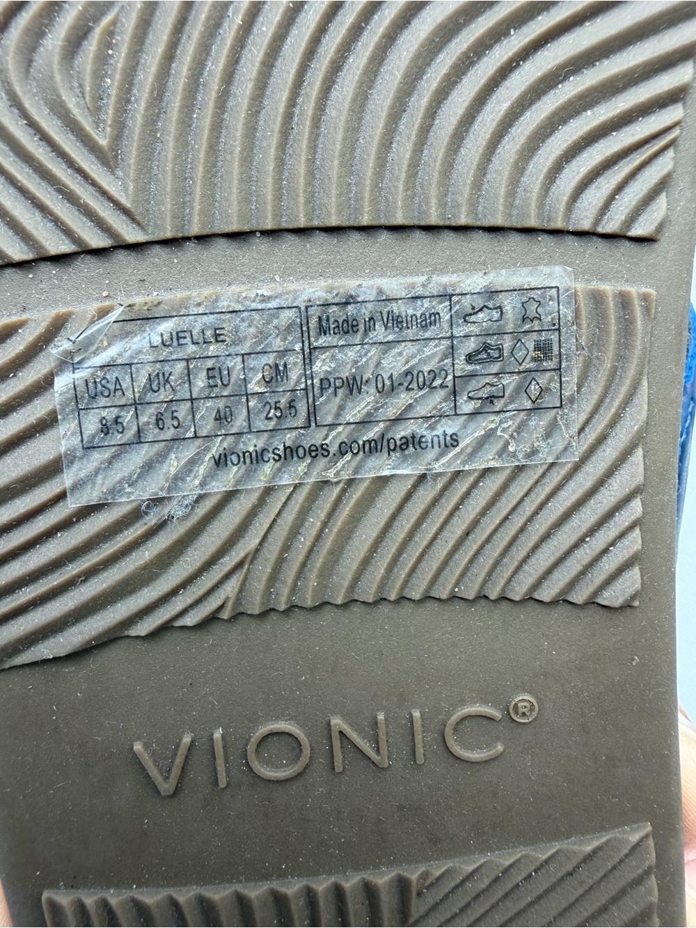 Vionic Blue & Silver Luelle Strappy Toe Loop Leather Slide Sandals Size 8.5 - Picture 9 of 9